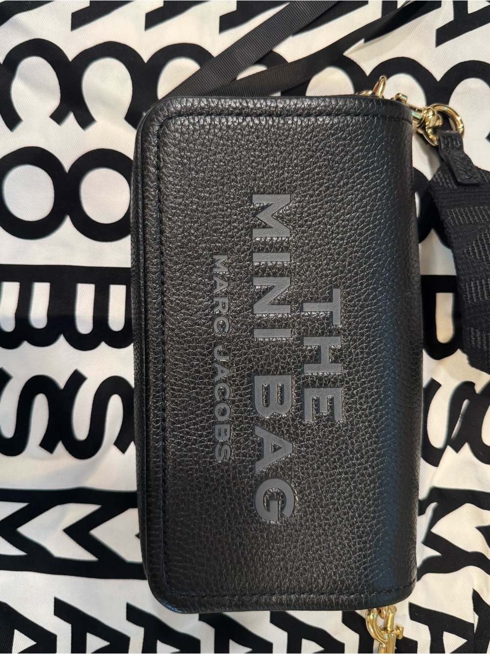 Marc Jacobs Black Pebbled Leather Belt Bag with Embossed 'THE MINI BAG' - Picture 2 of 6